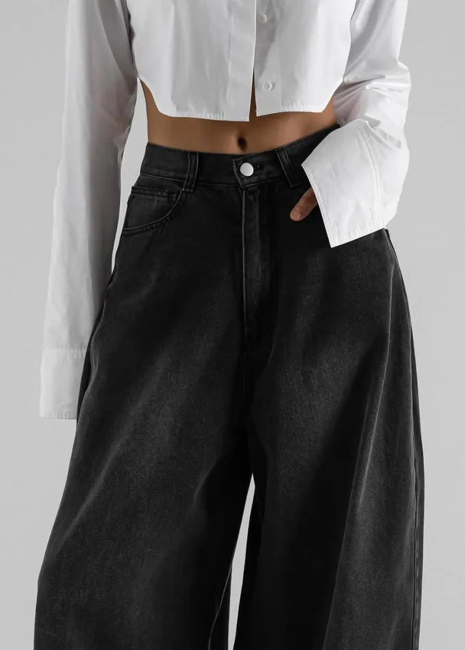 Clothing Women The Frankie Shop Ashford Wide Leg Jeans 8211 Black Wash