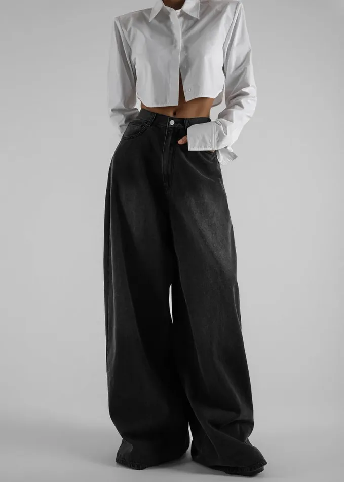 Clothing Women The Frankie Shop Ashford Wide Leg Jeans 8211 Black Wash