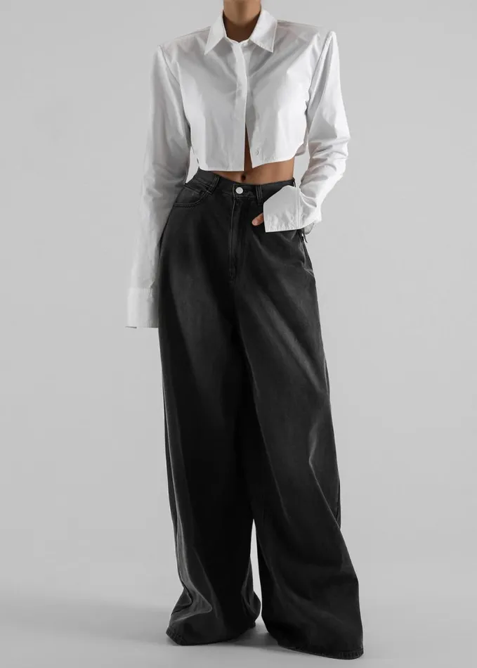 Clothing Women The Frankie Shop Ashford Wide Leg Jeans 8211 Black Wash