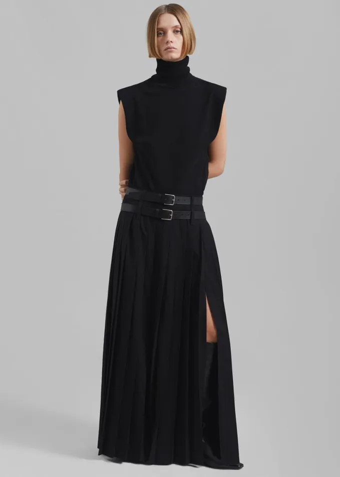 Clothing Women The Frankie Shop Bailey Long Pleated Skirt 8211 Black