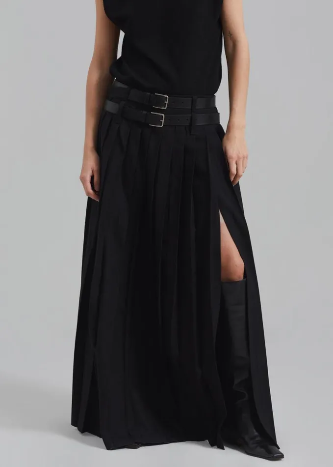 Clothing Women The Frankie Shop Bailey Long Pleated Skirt 8211 Black
