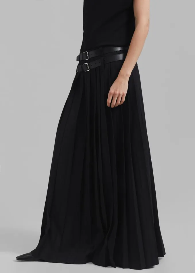 Clothing Women The Frankie Shop Bailey Long Pleated Skirt 8211 Black