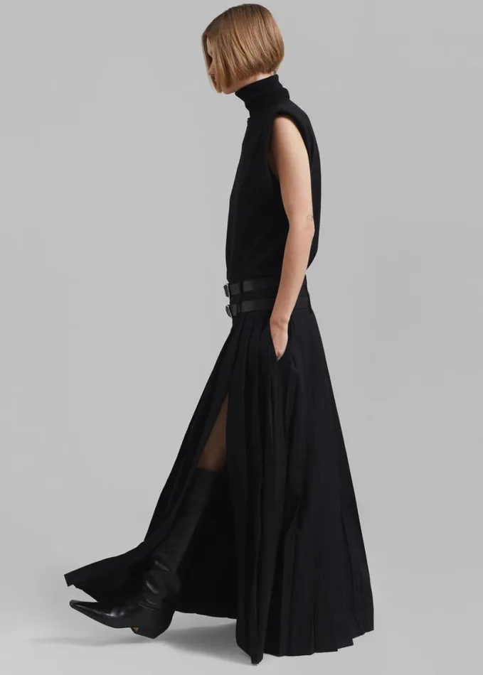 Clothing Women The Frankie Shop Bailey Long Pleated Skirt 8211 Black