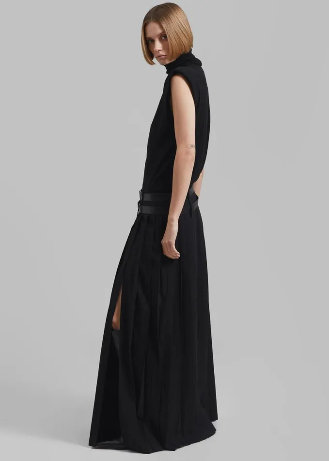 Clothing Women The Frankie Shop Bailey Long Pleated Skirt 8211 Black