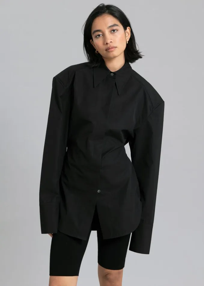 Clothing Women The Frankie Shop Bec Padded Shirt 8211 Black