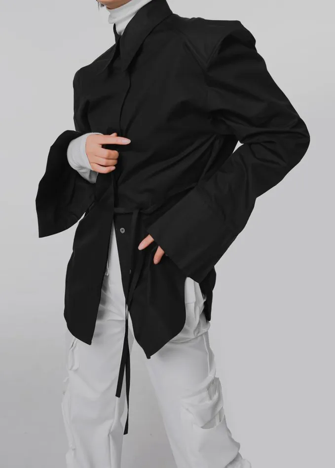 Clothing Women The Frankie Shop Bec Padded Shirt 8211 Black