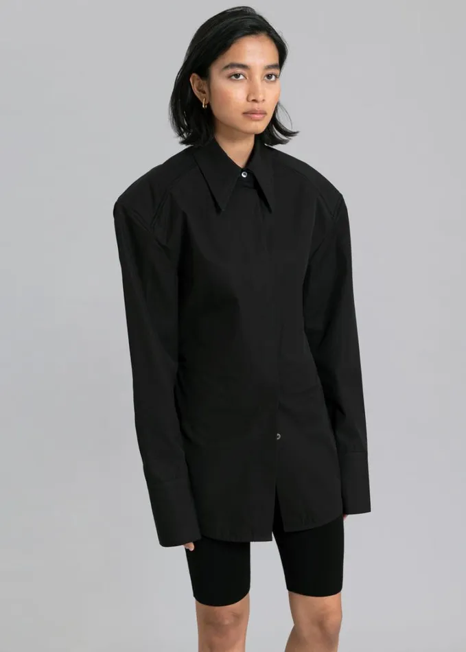 Clothing Women The Frankie Shop Bec Padded Shirt 8211 Black