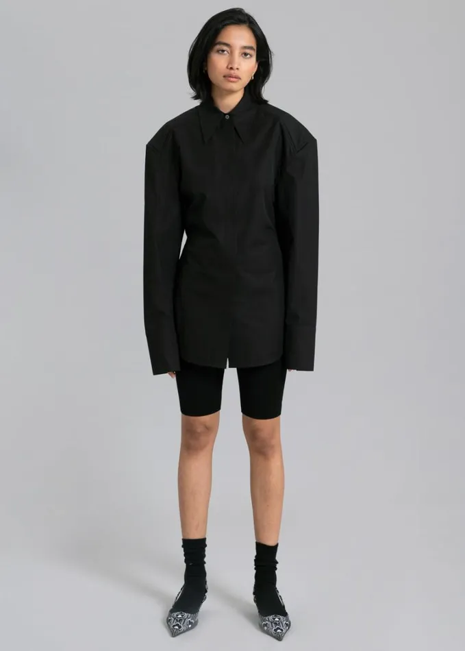 Clothing Women The Frankie Shop Bec Padded Shirt 8211 Black