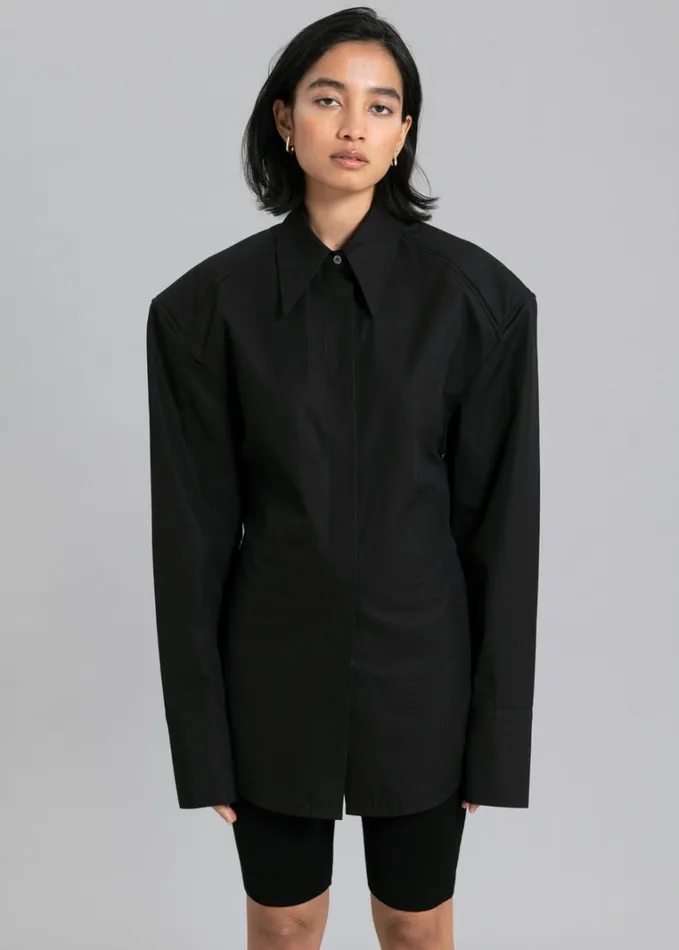 Clothing Women The Frankie Shop Bec Padded Shirt 8211 Black