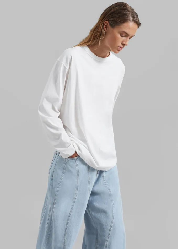 Clothing Women The Frankie Shop Bennett Long Sleeves Tee 8211 Ivory
