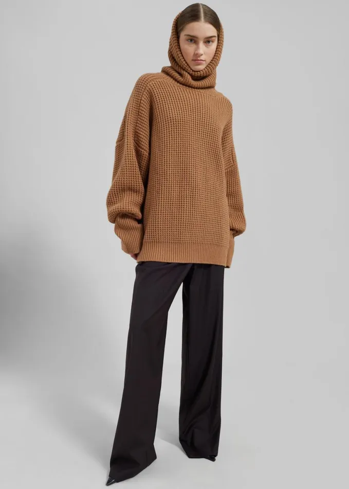 Clothing Women The Frankie Shop Bex Wool Hooded Turtleneck 8211 Camel
