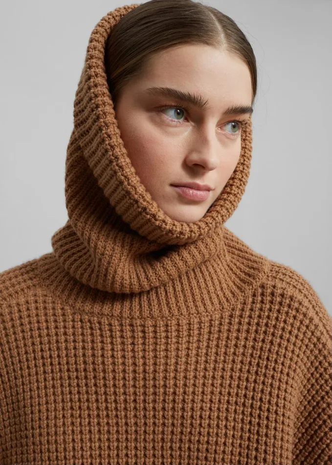 Clothing Women The Frankie Shop Bex Wool Hooded Turtleneck 8211 Camel