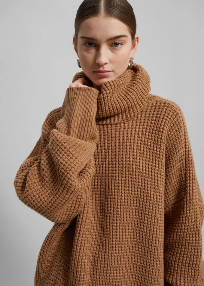 Clothing Women The Frankie Shop Bex Wool Hooded Turtleneck 8211 Camel