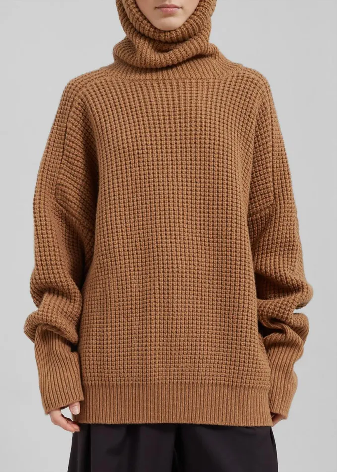 Clothing Women The Frankie Shop Bex Wool Hooded Turtleneck 8211 Camel