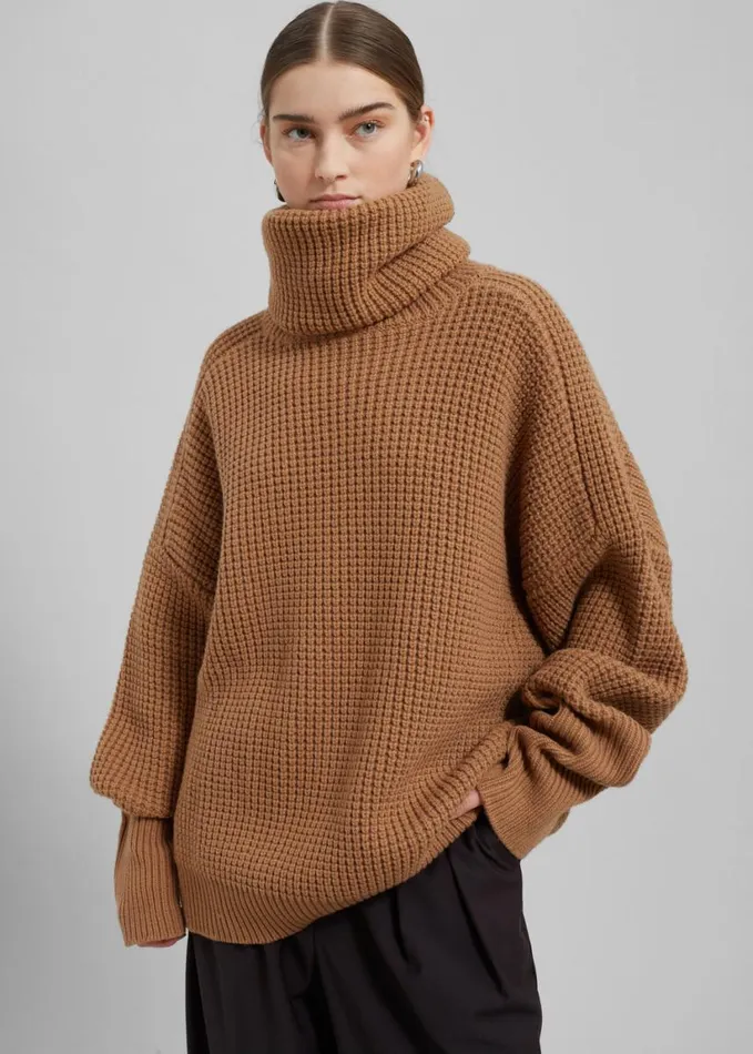 Clothing Women The Frankie Shop Bex Wool Hooded Turtleneck 8211 Camel