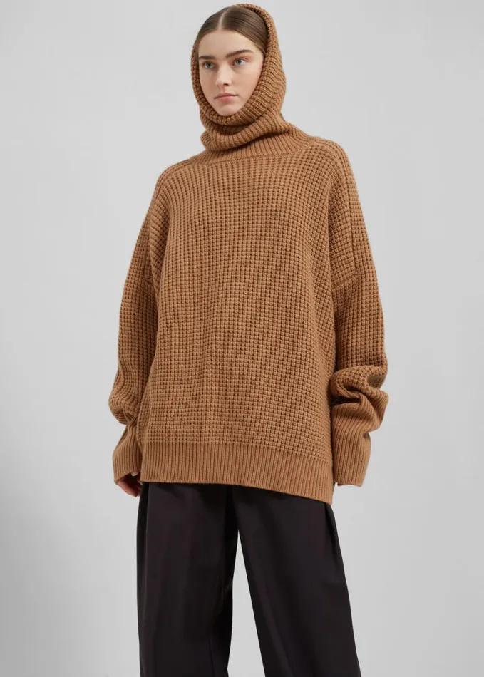 Clothing Women The Frankie Shop Bex Wool Hooded Turtleneck 8211 Camel