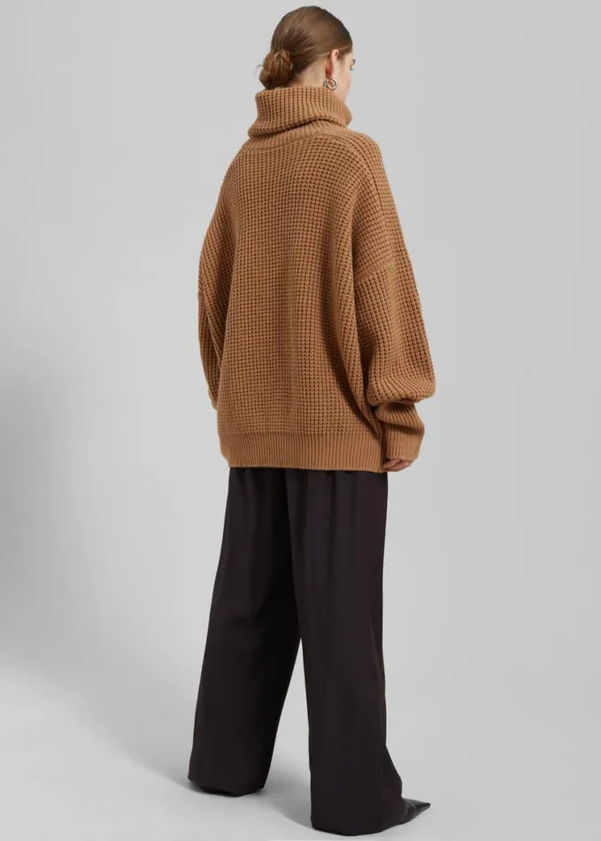 Clothing Women The Frankie Shop Bex Wool Hooded Turtleneck 8211 Camel