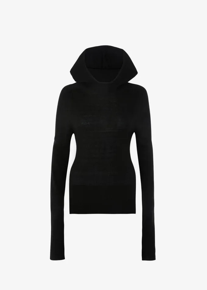 Clothing Women The Frankie Shop Brandi Knit Hoodie Top 8211 Black