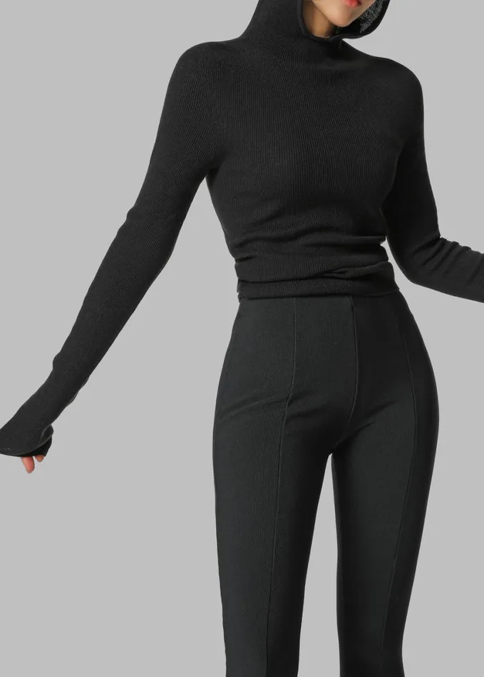 Clothing Women The Frankie Shop Brandi Knit Hoodie Top 8211 Black