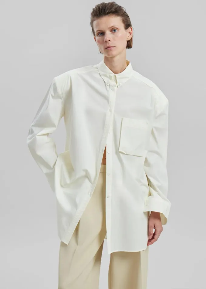 Clothing Women The Frankie Shop Brenna Padded Button Up Shirt 8211 Yellow