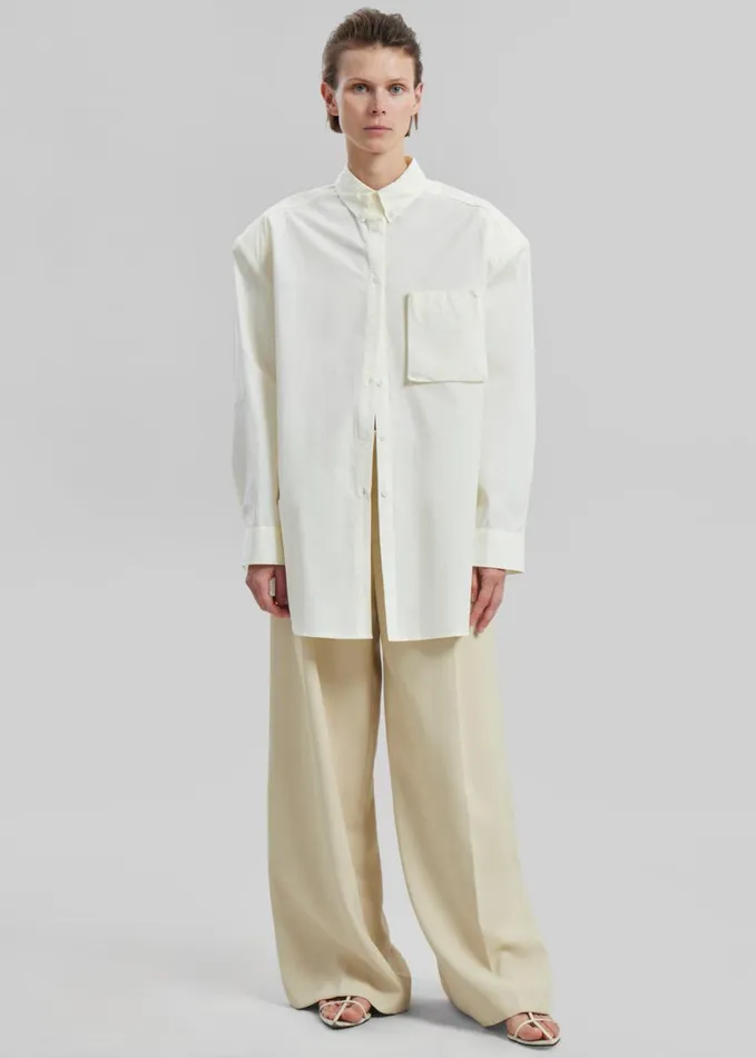 Clothing Women The Frankie Shop Brenna Padded Button Up Shirt 8211 Yellow