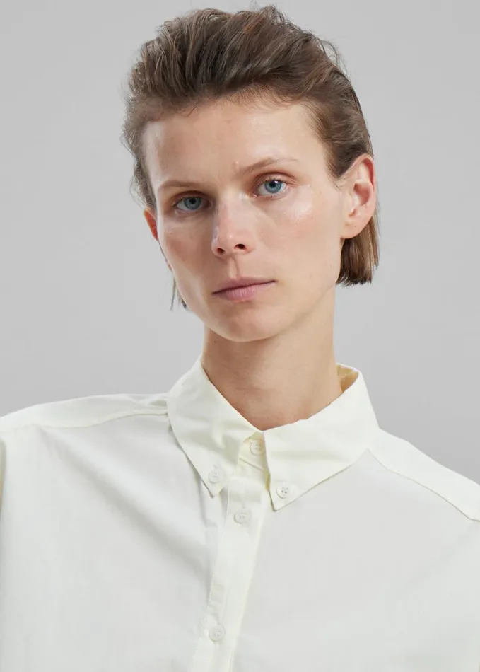 Clothing Women The Frankie Shop Brenna Padded Button Up Shirt 8211 Yellow
