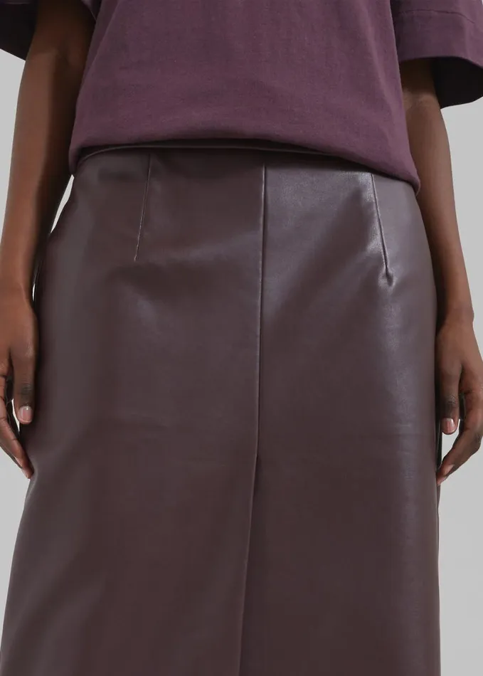 Clothing Women The Frankie Shop Brooklyn Faux Leather Midi Skirt 8211 Burgundy