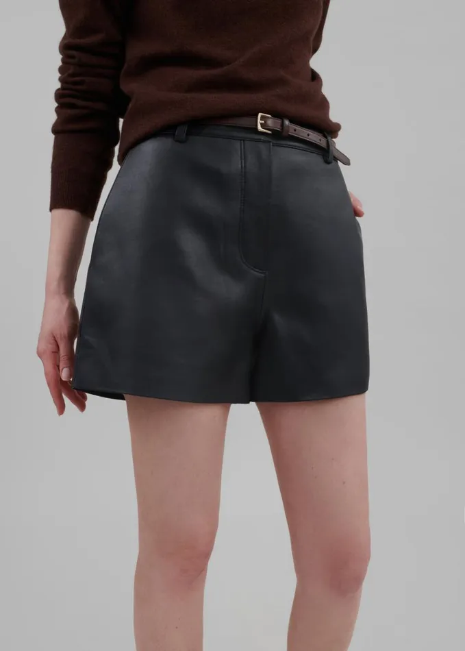 Clothing Women The Frankie Shop Cassie Faux Leather Mini Shorts 8211 Black