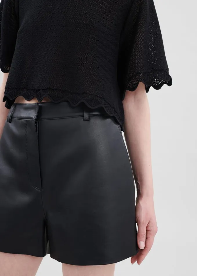 Clothing Women The Frankie Shop Cassie Faux Leather Mini Shorts 8211 Black