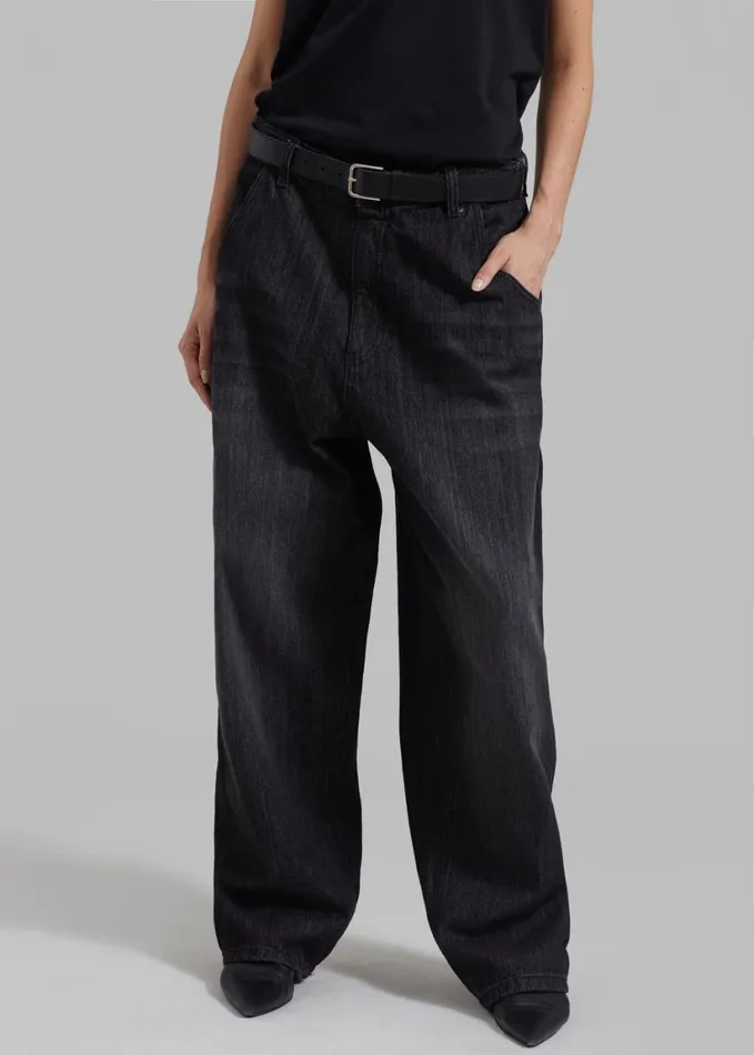 Clothing Women The Frankie Shop Charleston Oversized Jeans 8211 Grey
