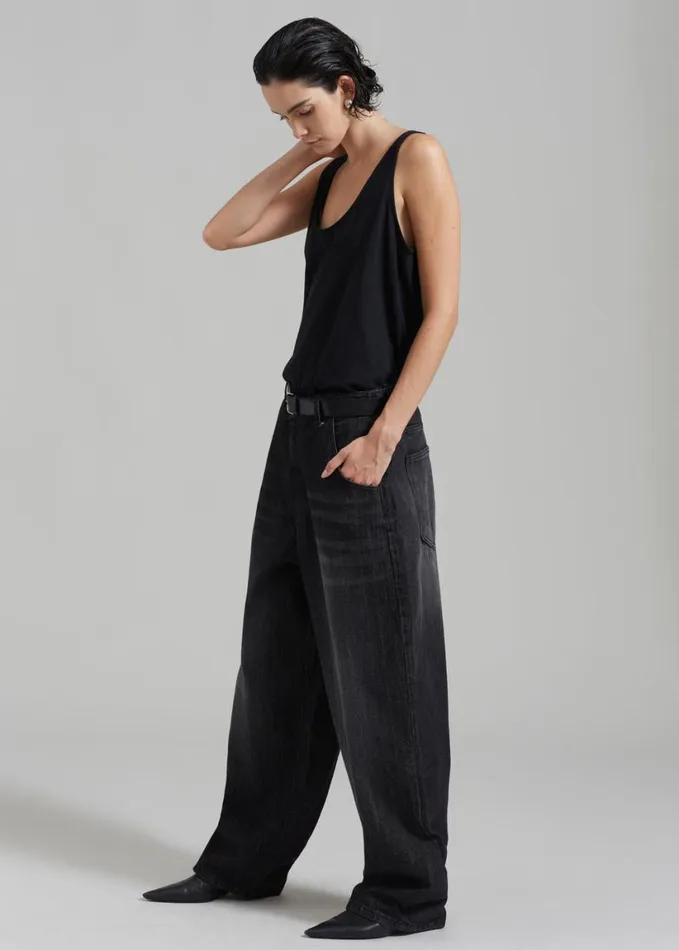 Clothing Women The Frankie Shop Charleston Oversized Jeans 8211 Grey