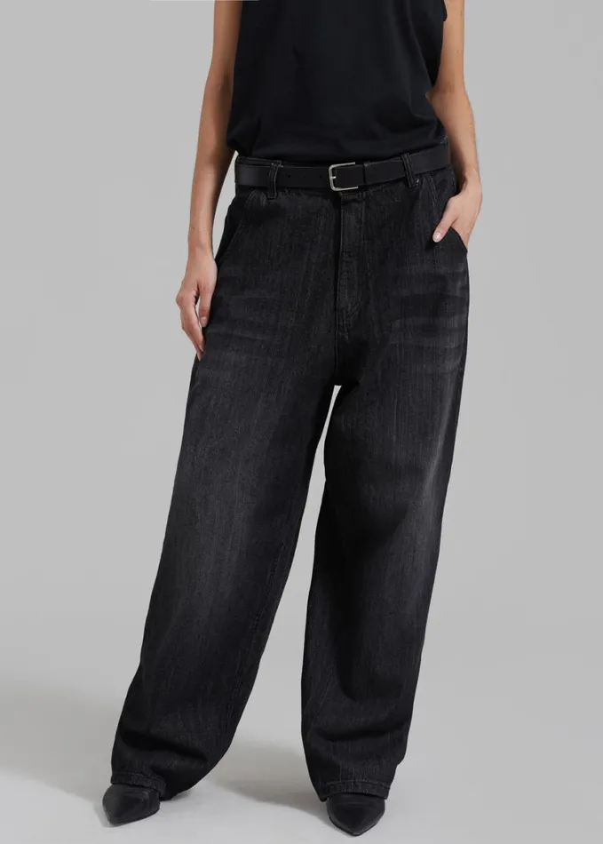 Clothing Women The Frankie Shop Charleston Oversized Jeans 8211 Grey
