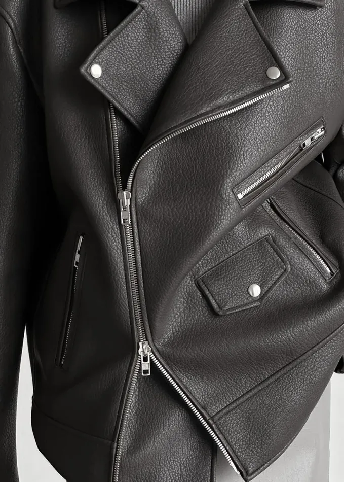 Clothing Women The Frankie Shop Chicago Oversized Biker Jacket 8211 Charcoal