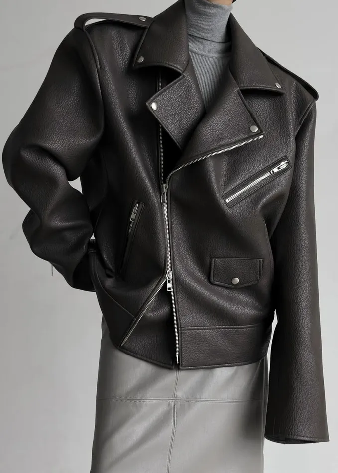Clothing Women The Frankie Shop Chicago Oversized Biker Jacket 8211 Charcoal