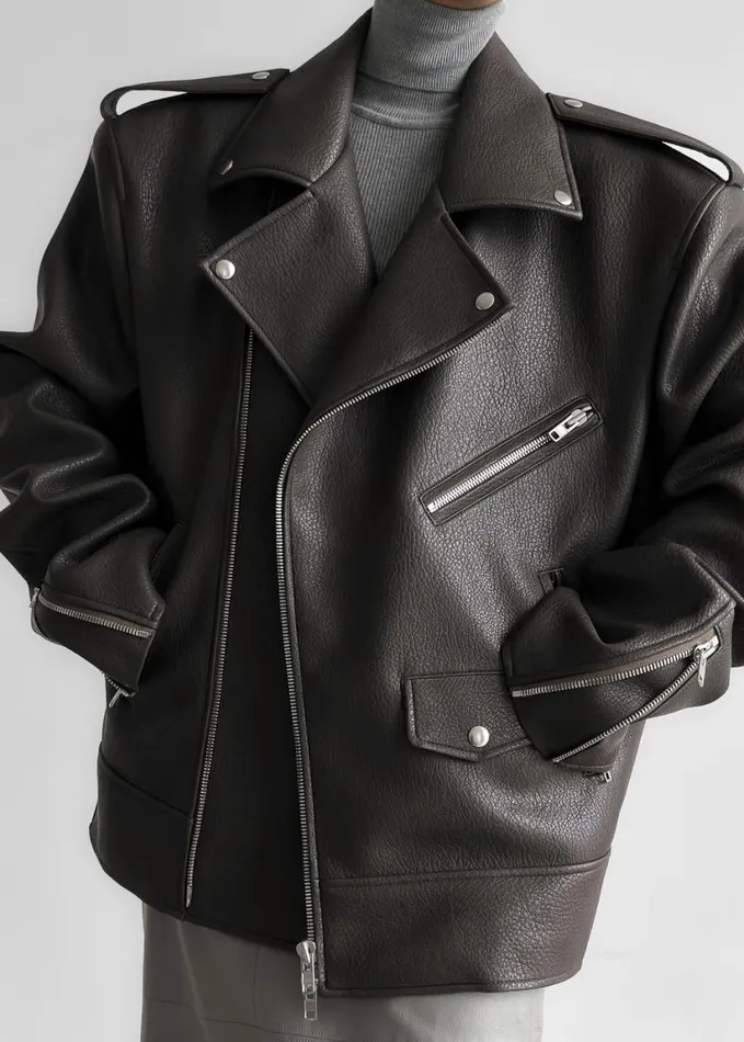 Clothing Women The Frankie Shop Chicago Oversized Biker Jacket 8211 Charcoal