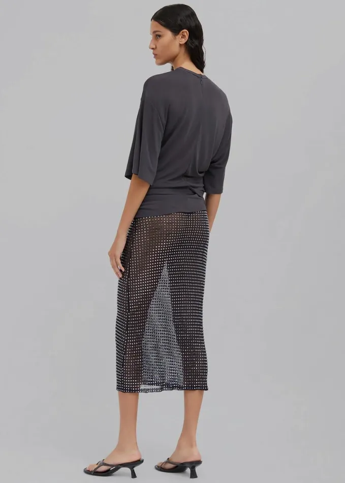 Clothing Women The Frankie Shop Christopher Esber Side Cowl Waist Tee 8211 Charcoal