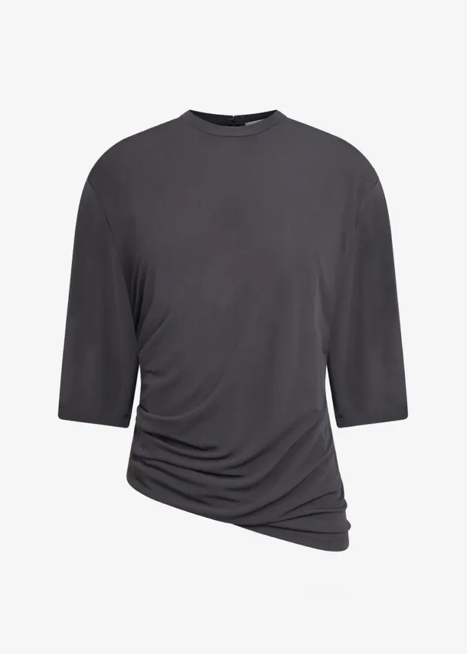 Clothing Women The Frankie Shop Christopher Esber Side Cowl Waist Tee 8211 Charcoal