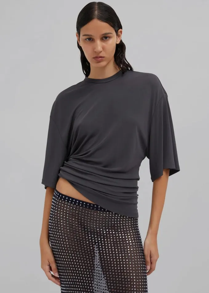 Clothing Women The Frankie Shop Christopher Esber Side Cowl Waist Tee 8211 Charcoal