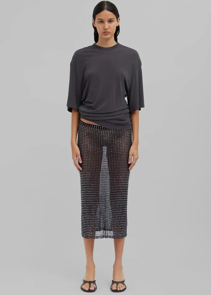 Clothing Women The Frankie Shop Christopher Esber Side Cowl Waist Tee 8211 Charcoal