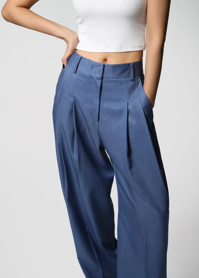 Clothing Women The Frankie Shop Cooper Pintuck Trousers 8211 Blue