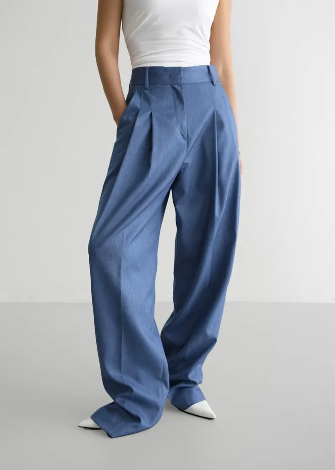 Clothing Women The Frankie Shop Cooper Pintuck Trousers 8211 Blue