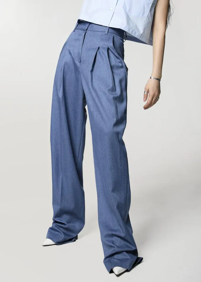 Clothing Women The Frankie Shop Cooper Pintuck Trousers 8211 Blue