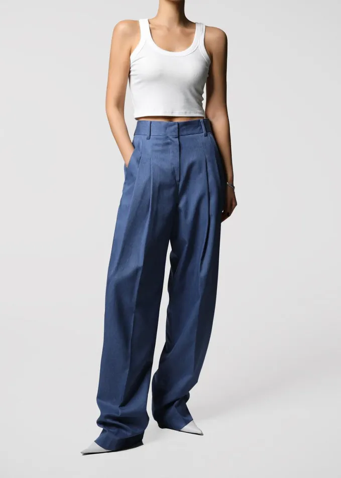 Clothing Women The Frankie Shop Cooper Pintuck Trousers 8211 Blue