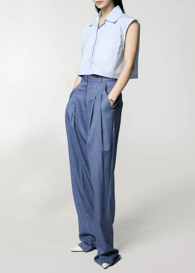 Clothing Women The Frankie Shop Cooper Pintuck Trousers 8211 Blue