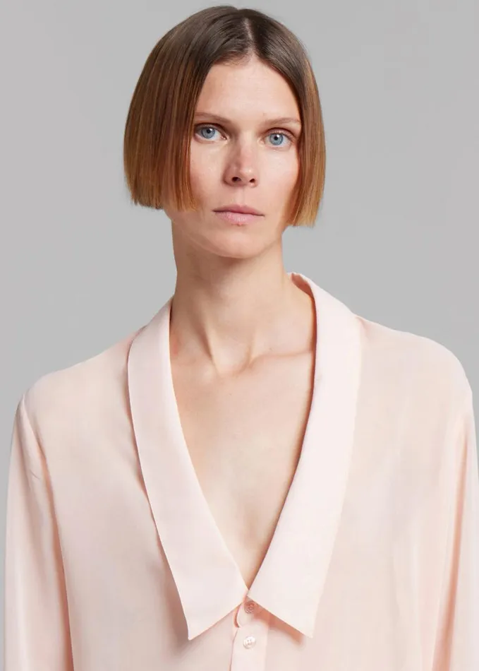 Clothing Women The Frankie Shop Coperni Open Collar Shirt 8211 Peach