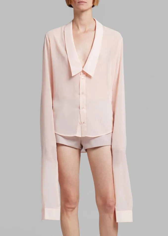 Clothing Women The Frankie Shop Coperni Open Collar Shirt 8211 Peach