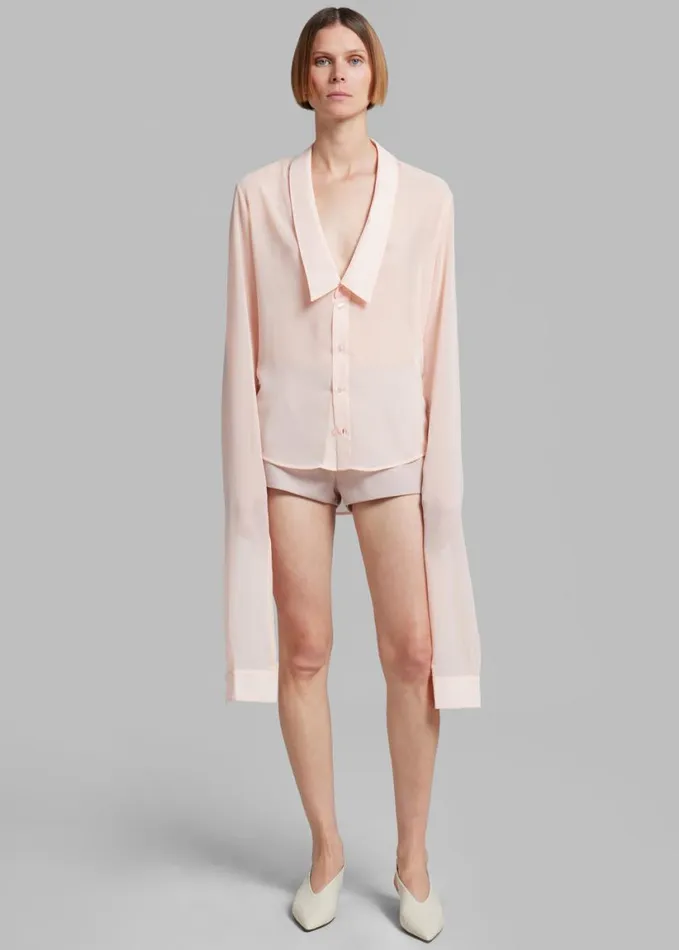 Clothing Women The Frankie Shop Coperni Open Collar Shirt 8211 Peach