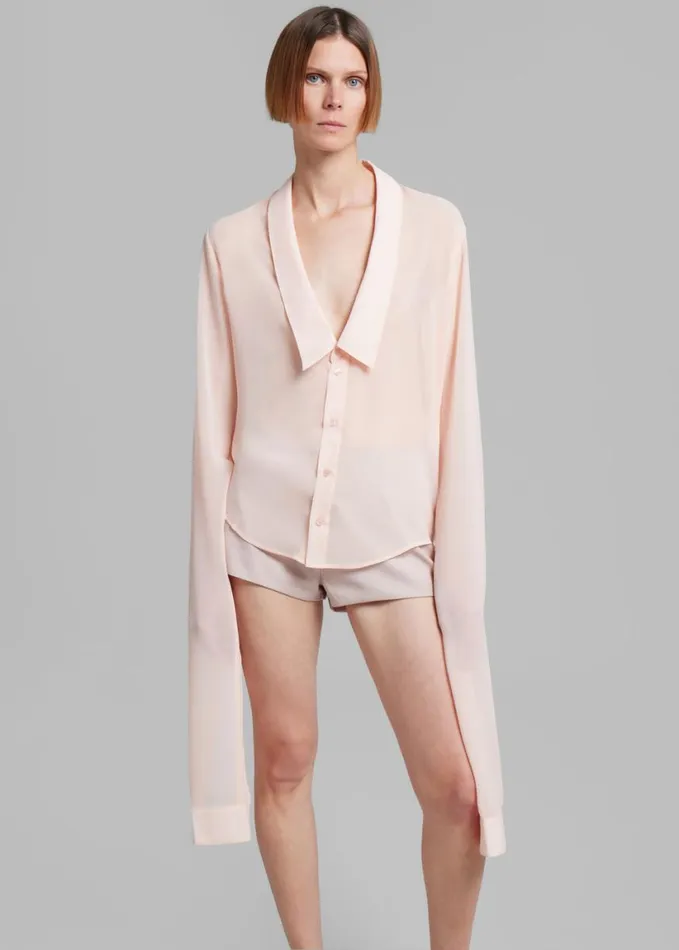 Clothing Women The Frankie Shop Coperni Open Collar Shirt 8211 Peach