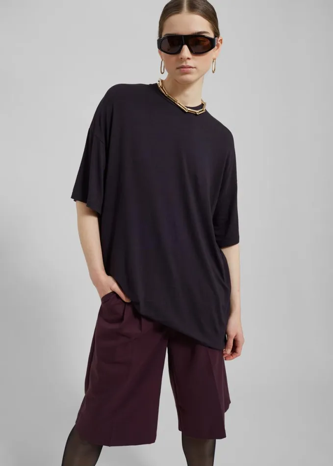 Clothing Women The Frankie Shop Ella Boxy Tee 8211 Dark Plum