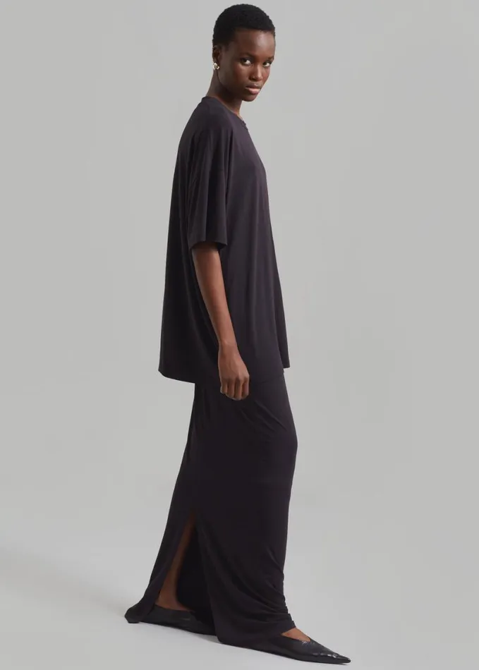 Clothing Women The Frankie Shop Ella Boxy Tee 8211 Dark Plum